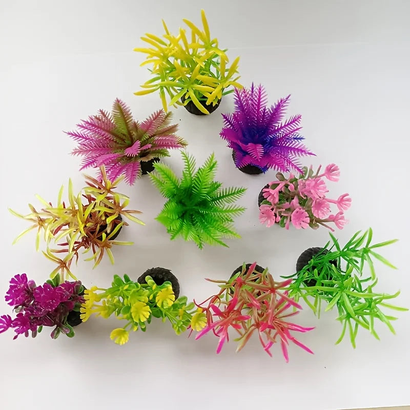 10pcs Vibrant Artificial Seaweed Aquarium Plants – Lifelike Ammania Decorations for Fish Tank Landscaping and Aquascaping