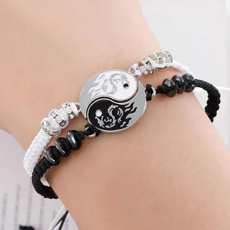 Yin Yang Dragon Charm Bracelets – Adjustable Couple Friendship Jewelry Set