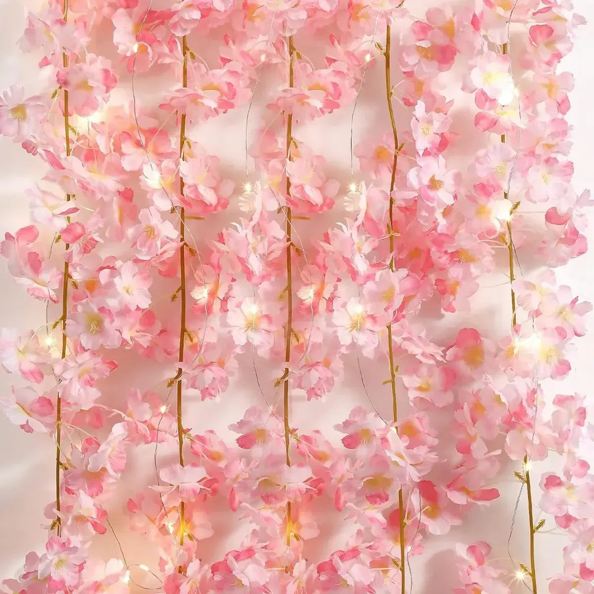 Cherry Blossom Flower Garland Fairy Lights – 2M 20LED Floral String Lights for Bedroom, Wedding, and Party Decoration