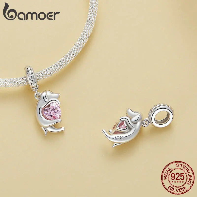 Sterling Silver Dog Charm Bead – Poodle & Dachshund Pendant for Charm Bracelets, DIY Jewelry for Women