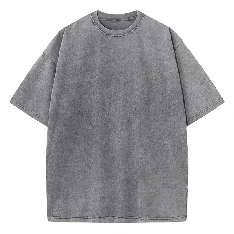 Washed Oversized Cotton T-Shirt – Vintage Y2K Short Sleeve Tee for Men and Women