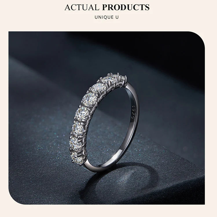 0.8CT Round Moissanite Eternity Ring – 925 Sterling Silver Classic Wedding Band for Women