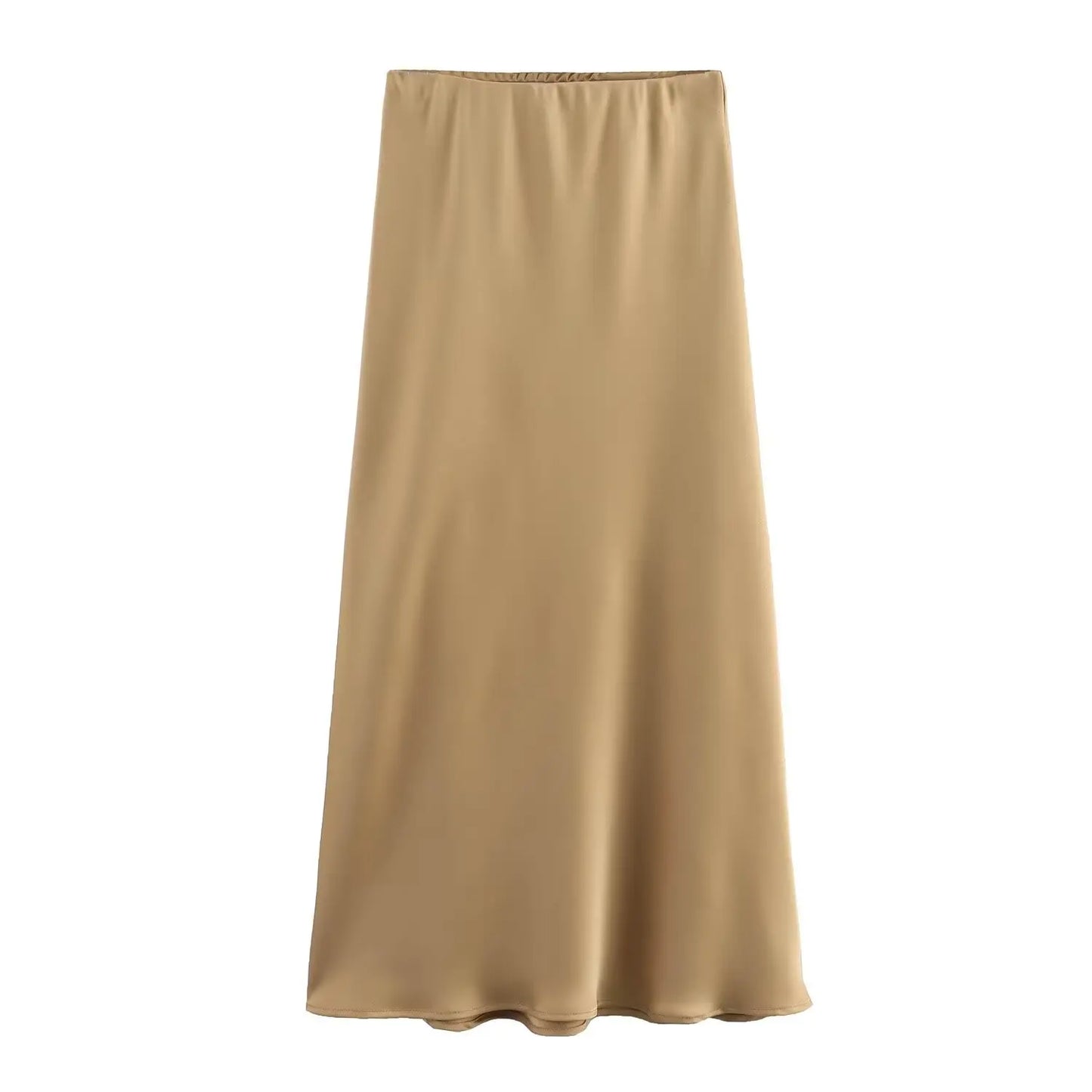Solid Satin Mermaid Skirt – Women's Elegant Slim Fit Ankle-Length Beach Style Skirt