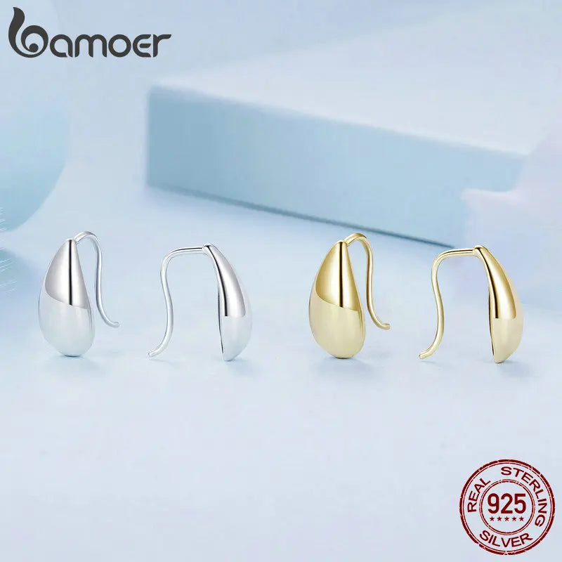925 Sterling Silver Teardrop Stud Earrings – Glossy Waterdrop Design Fine Jewelry for Women