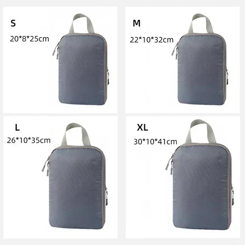 4-Piece Travel Compression Packing Cubes – Waterproof Luggage Organizers for Clothes and Makeup