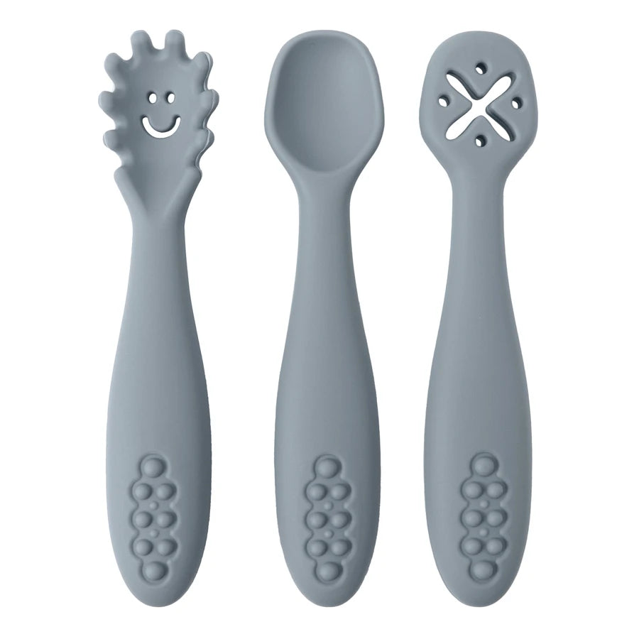 3PCS Baby Silicone Feeding Spoon Set – Safe Learning Utensils for Toddlers and Newborns