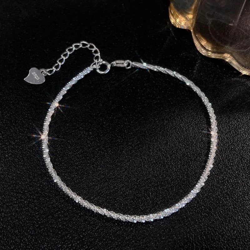 18K Gold Plated Adjustable Bracelet for Women – Rhinestone Heart Link with Square Zircon Charm