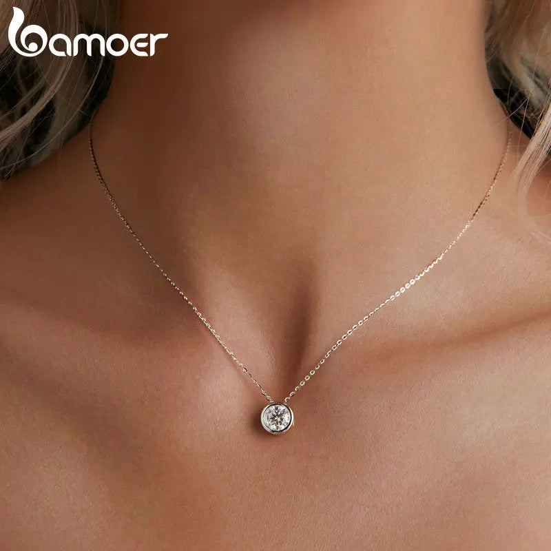 1 Carat Moissanite Pendant Necklace for Women – 925 Sterling Silver Bazel Setting, D Color VVS1 Diamond Look, Wedding & Gift Jewelry