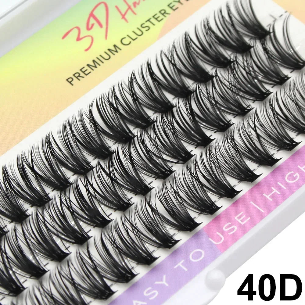 Silk Cluster Eyelash Extensions – Natural Long 3D Volume Faux Individual Lashes (60PCS, C/D Curl)