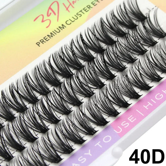 Silk Cluster Eyelash Extensions – Natural Long 3D Volume Faux Individual Lashes (60PCS, C/D Curl)