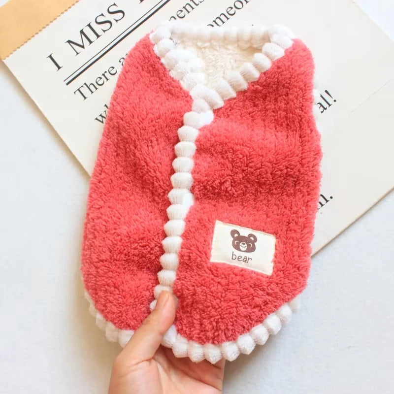 Striped Fleece Dog Jacket – Soft Warm Winter Pet Clothes for Small Dogs & Cats, French Bulldog, Chihuahua, Yorkie