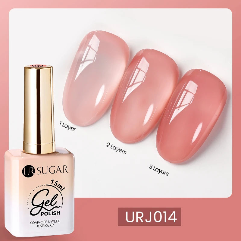 UR SUGAR 15ml Blood Red Jelly Gel Polish – Translucent Crystal Nude Gel for Fall & Winter UV/LED Manicure