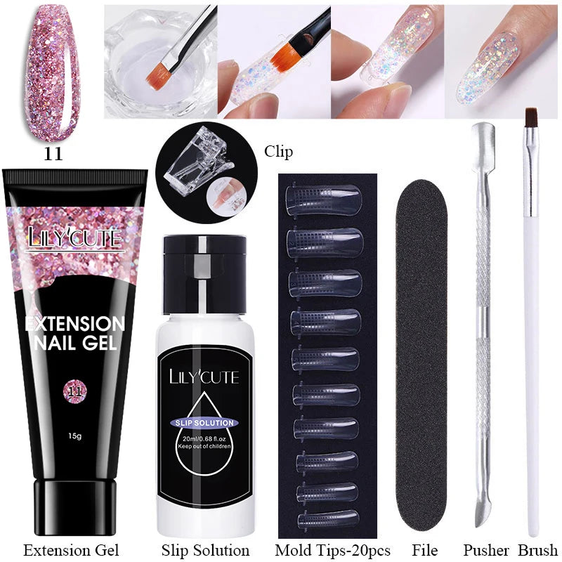 15ml Nail Extension Gel Kit – Soak Off UV Acrylic Gel in White, Clear & Pink for Home or Salon Nail Art