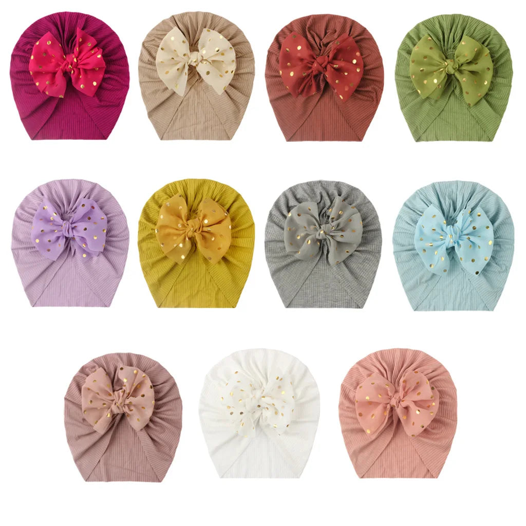 Soft Cotton Baby Turban Hat with Bow – Infant Girl Beanie for Newborn to 2 Years, Photography & Daily Wear