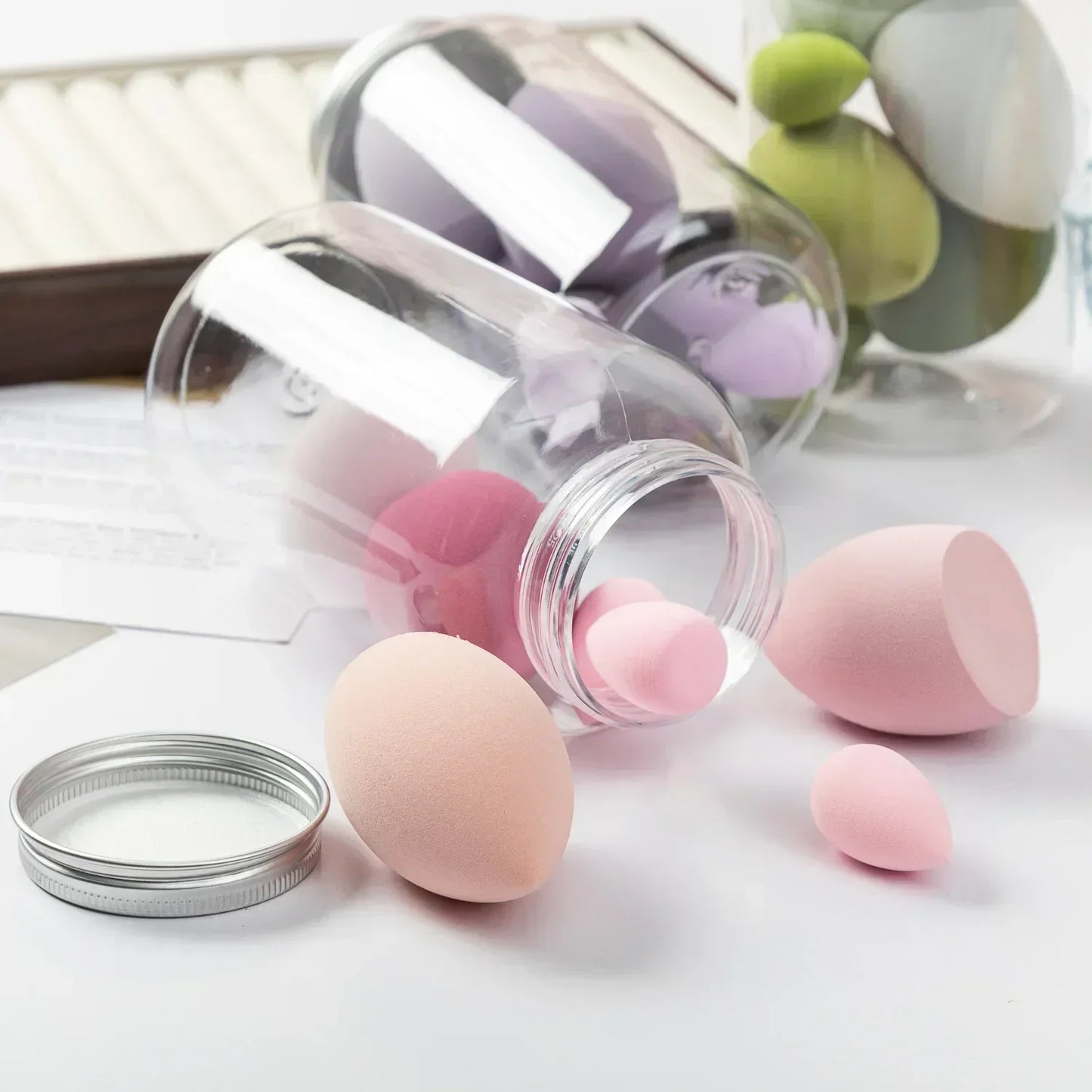 12/14-Piece Makeup Sponge Set – Latex-Free Cosmetic Puffs & Beauty Blenders for Foundation, Powder, and Wet/Dry Use