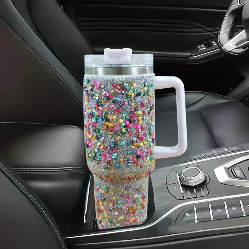 40oz Stainless Steel Insulated Water Bottle with Handle & Straw – Vacuum Flask for Hot & Cold Drinks, Sports Travel Mug