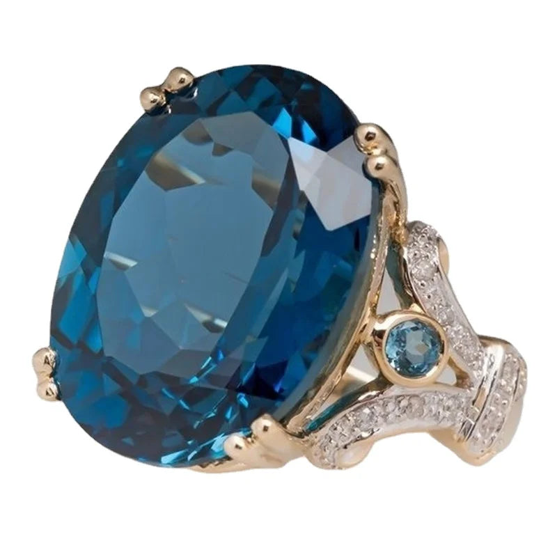 14K Yellow Gold Ring with Natural Peridot and Diamond Accents – Elegant Cocktail Ring for Women
