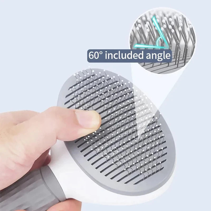 Stainless Steel Pet Grooming Brush – Hair Removal Comb for Long-Haired Dogs and Cats with Anti-Slip Handle