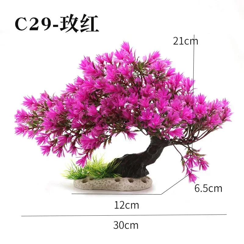 Simulation Aquarium Plant Decoration – Plastic Water Plants, Flowers, Trees, and Rock Accessories for Fish Tank Landscaping