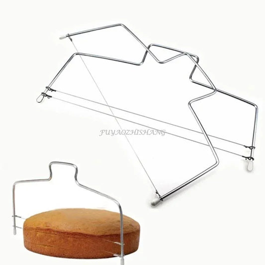 Adjustable Stainless Steel Cake Slicer – Double Wire Bread and Cake Cutter for Even Layering and Baking