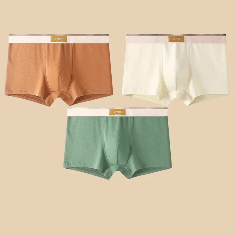 3-Pack Men’s Cotton Boxer Shorts – Breathable Stretch Solid Color Underwear with Comfort Fit Waistband