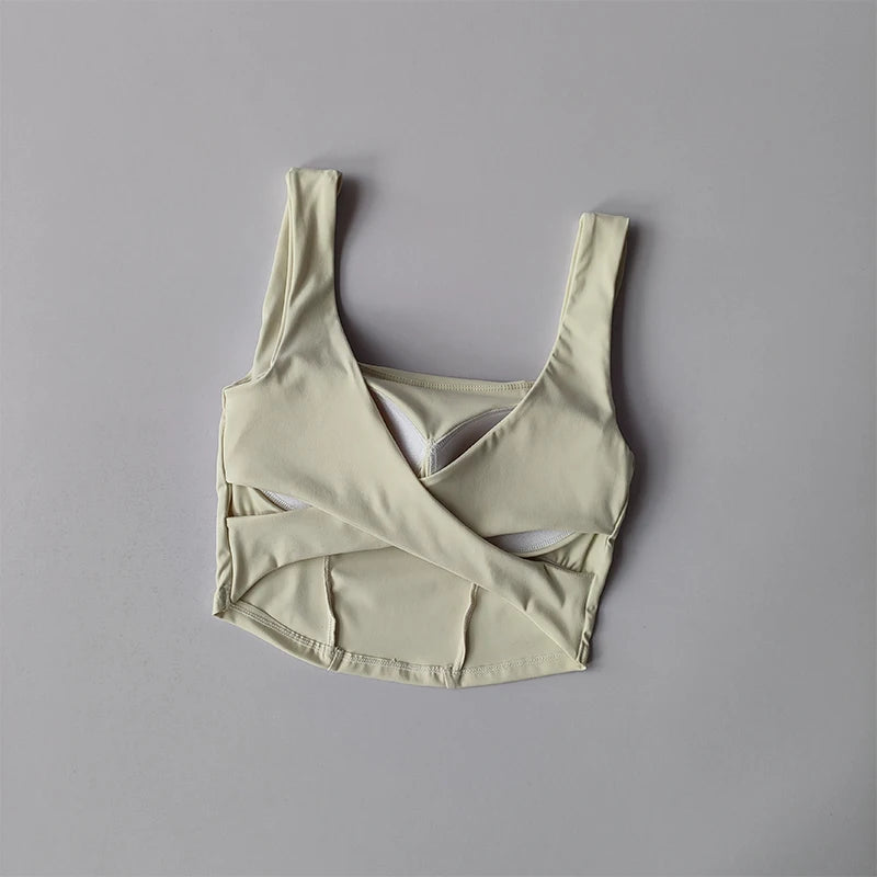 Women's Cross Back One-Piece Sports Bra – Shockproof, Breathable & Quick-Drying for Running and Fitness