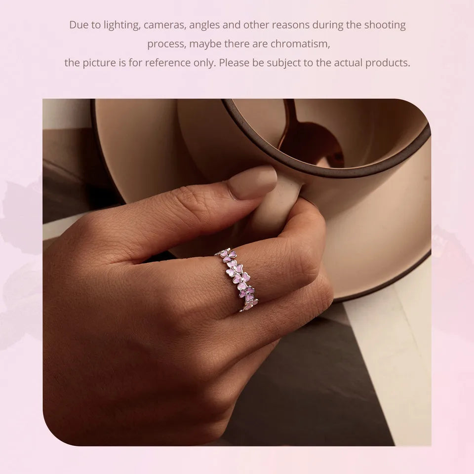 Sterling Silver Purple Flower Wreath Ring – Enamel Cocktail Ring for Women and Girls