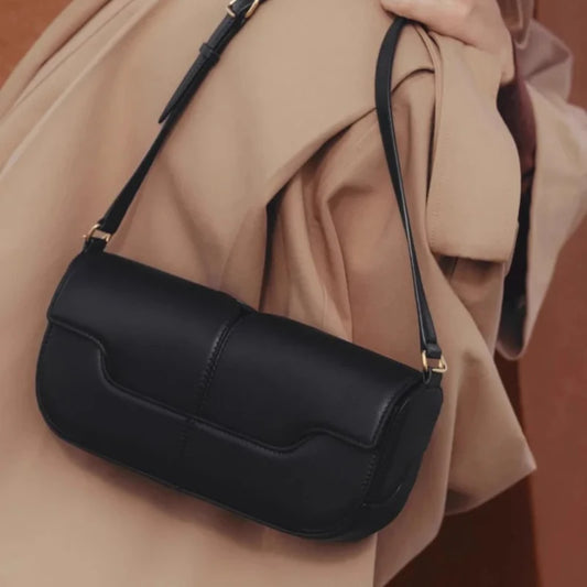 Women's Split Leather Underarm Shoulder Bag – Luxury Minimalist Baguette Tote Purse