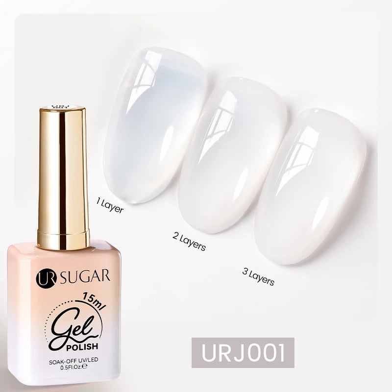 UR SUGAR 15ml Blood Red Jelly Gel Polish – Translucent Crystal Nude Gel for Fall & Winter UV/LED Manicure