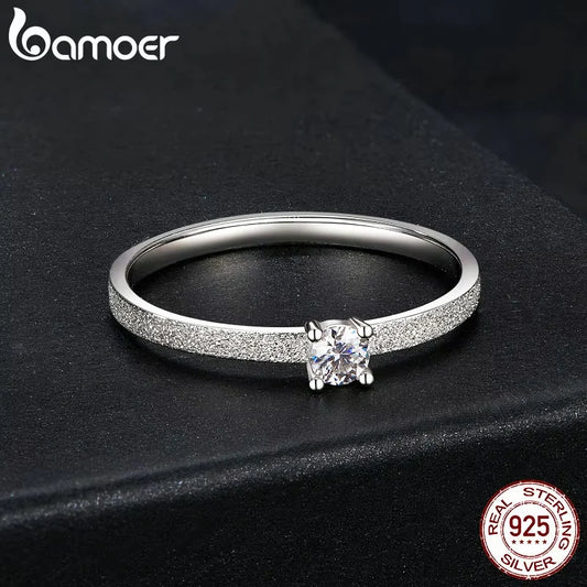 0.1 Carat Round Moissanite Engagement Ring – White Gold Plated 925 Sterling Silver Solitaire Band for Women