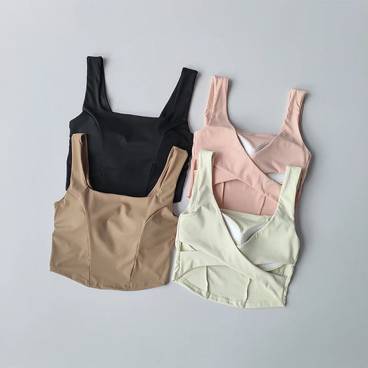 Women's Cross Back One-Piece Sports Bra – Shockproof, Breathable & Quick-Drying for Running and Fitness
