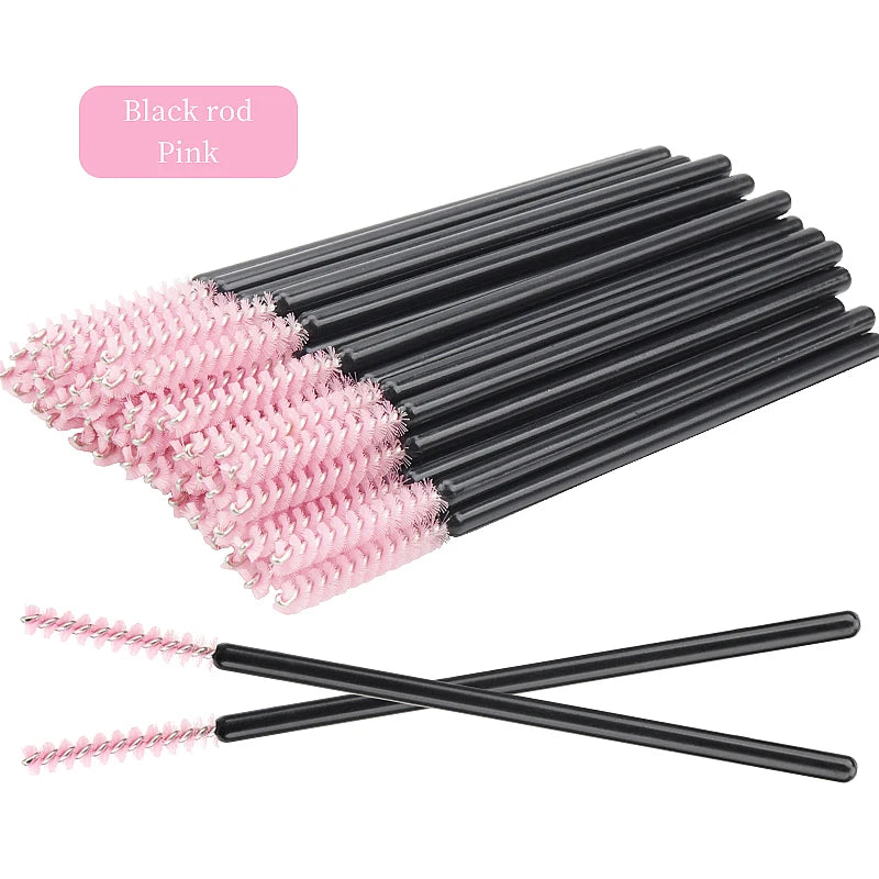 50-Piece Disposable Eyelash Mascara Brushes – Crystal Diamond Handle Spoolies for Lash Extension & Eyebrow Grooming