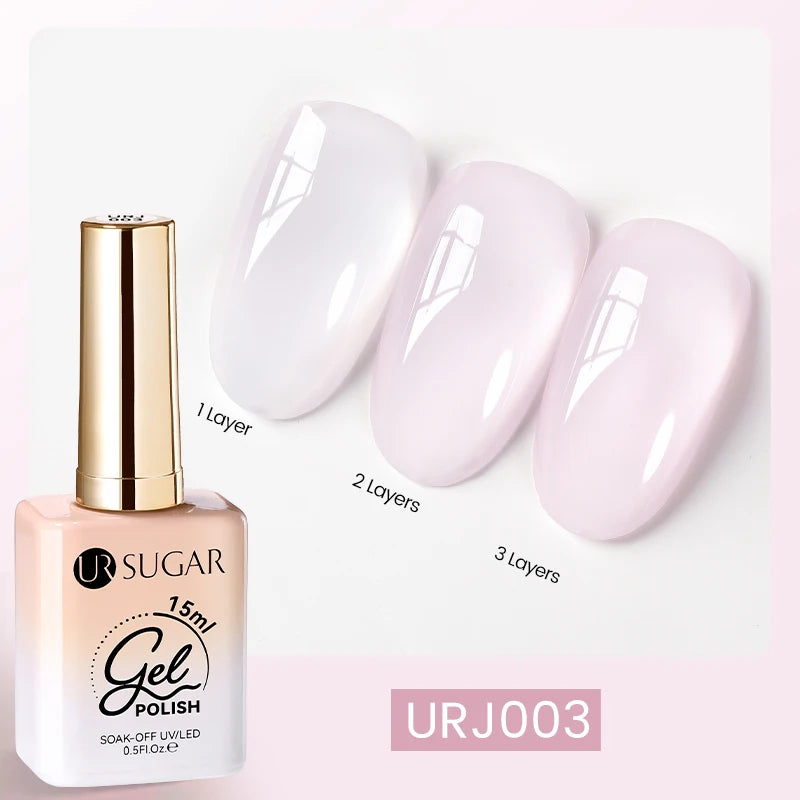 UR SUGAR 15ml Blood Red Jelly Gel Polish – Translucent Crystal Nude Gel for Fall & Winter UV/LED Manicure