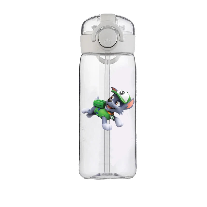 400ml PAW Patrol Chase Water Bottle – Leak-Proof Cartoon Plastic Cup with Straw for Kids, School, and Outdoor Sports Use