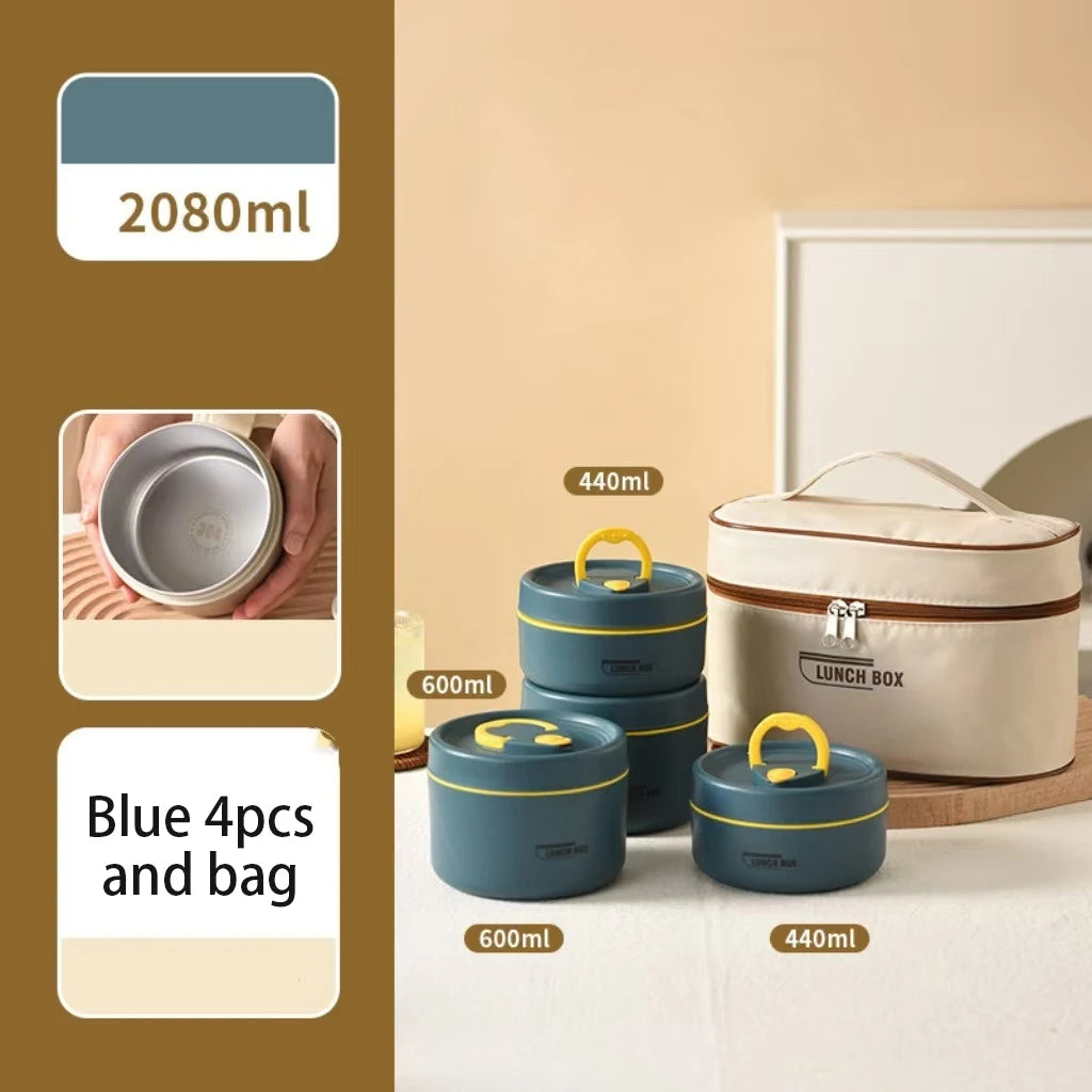 Stackable Stainless Steel Insulated Bento Lunch Box – Leakproof & Microwavable Food Container with Separate Layers