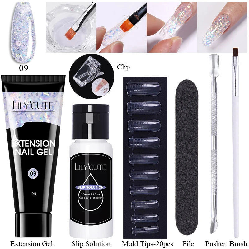 15ml Nail Extension Gel Kit – Soak Off UV Acrylic Gel in White, Clear & Pink for Home or Salon Nail Art