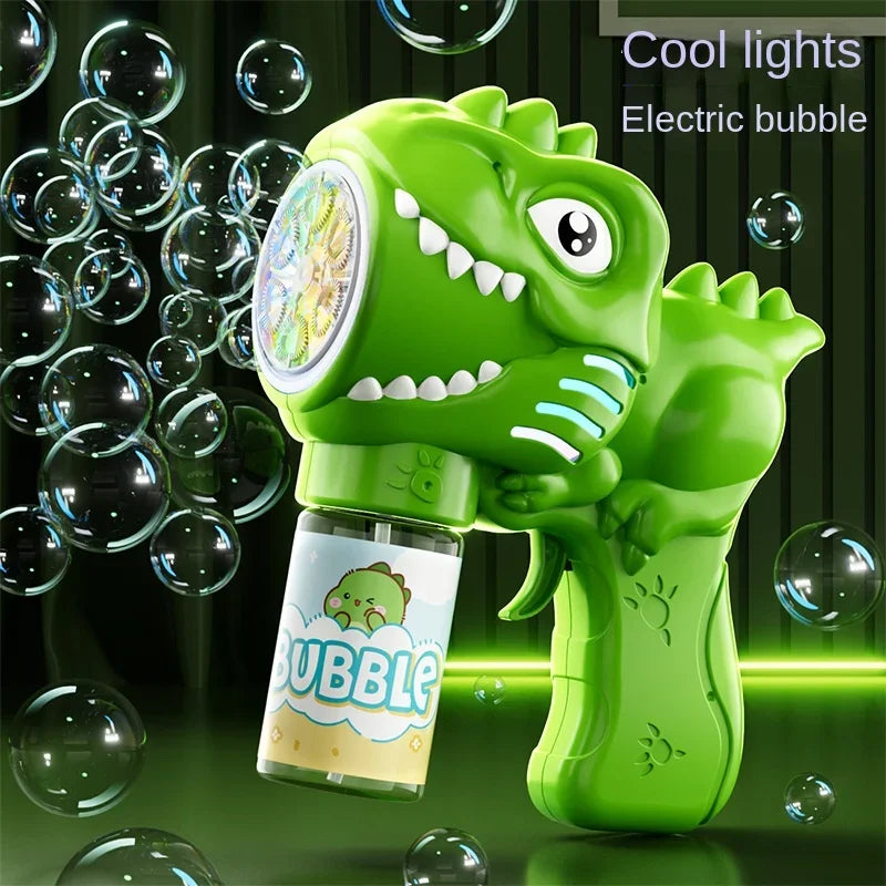 6-Hole Dinosaur Bubble Machine – Automatic Electric Bubble Gun with Lights for Outdoor Play