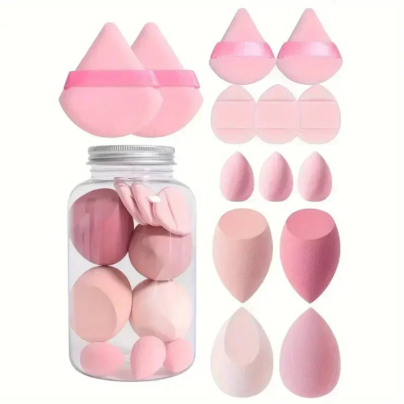 12/14-Piece Makeup Sponge Set – Latex-Free Cosmetic Puffs & Beauty Blenders for Foundation, Powder, and Wet/Dry Use