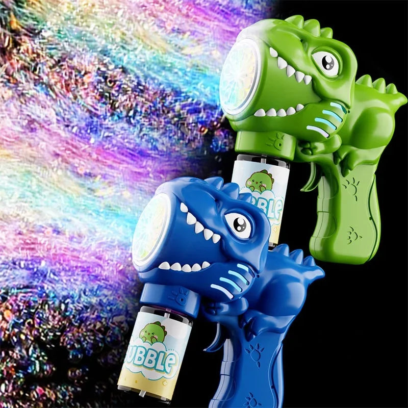 6-Hole Dinosaur Bubble Machine – Automatic Electric Bubble Gun with Lights for Outdoor Play