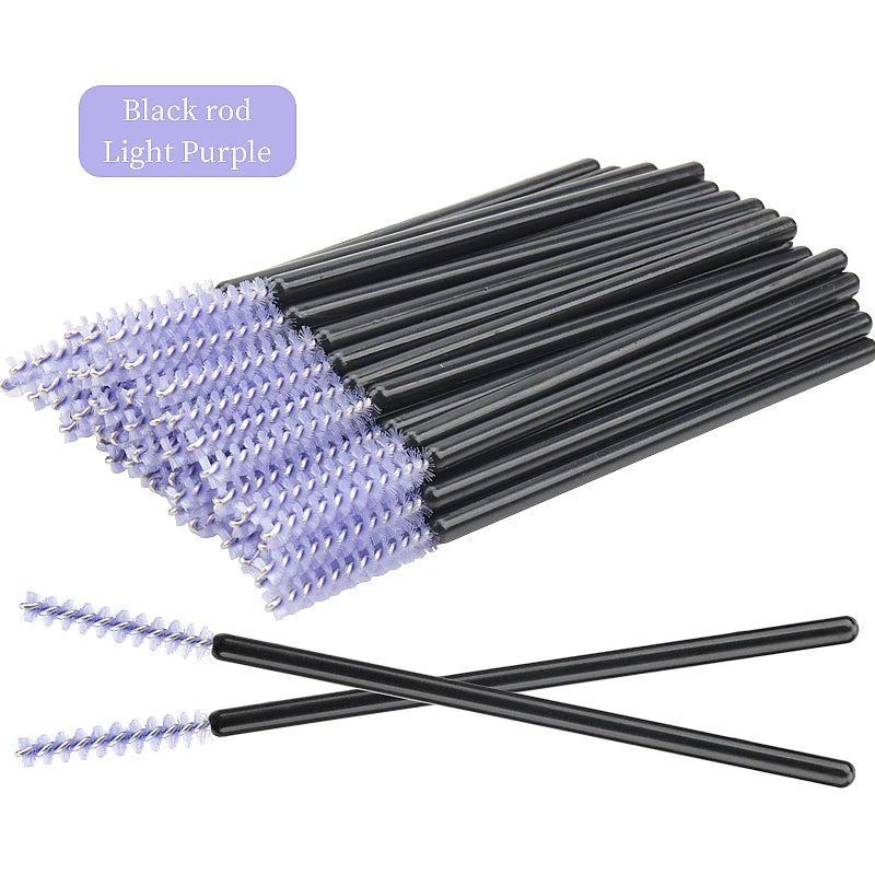50-Piece Disposable Eyelash Mascara Brushes – Crystal Diamond Handle Spoolies for Lash Extension & Eyebrow Grooming