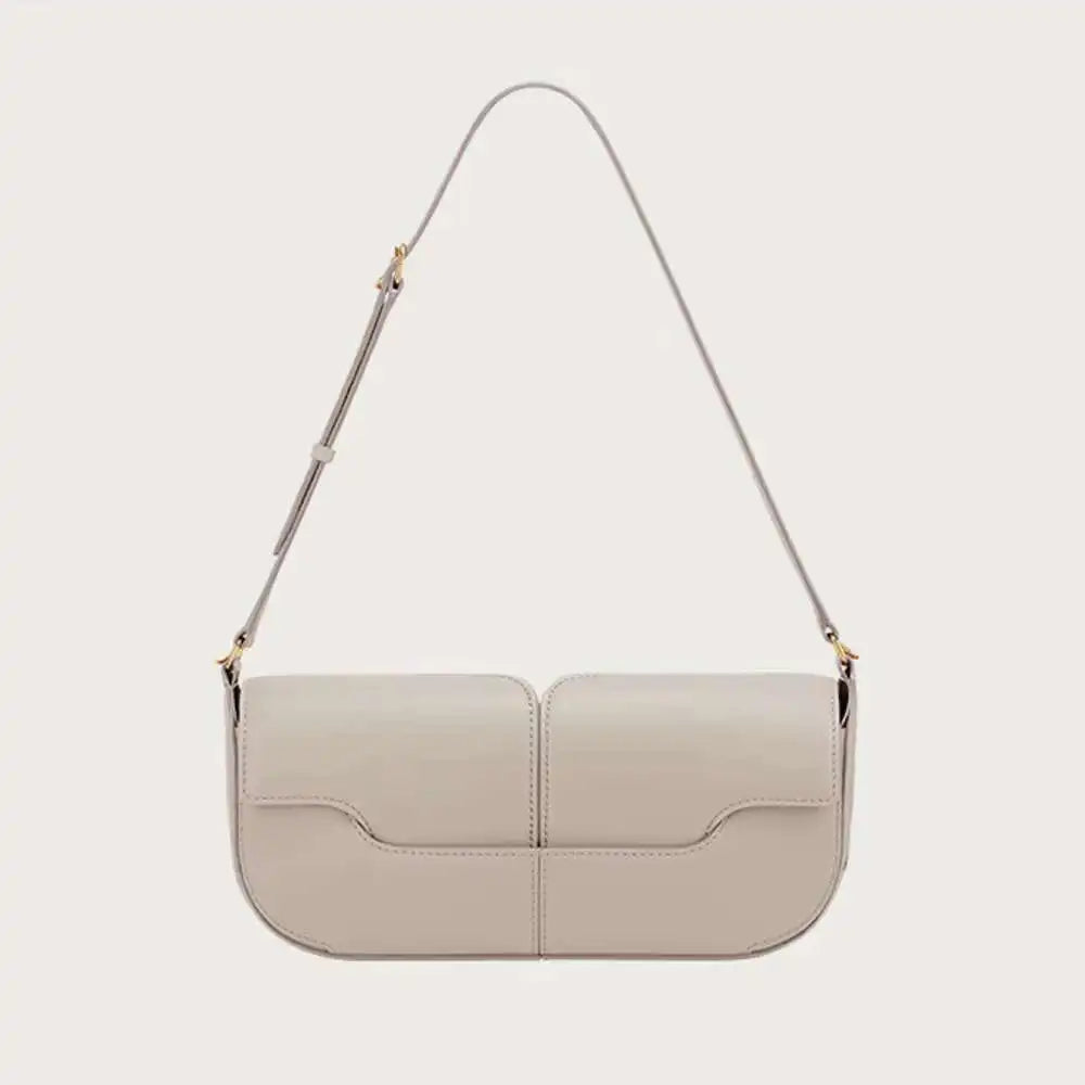 Women's Smooth Cowhide Leather Tote Shoulder Bag – Elegant Underarm Baguette Purse