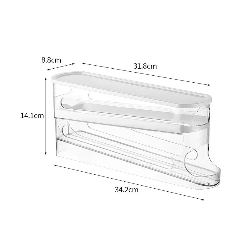 Two-Tier Automatic Rolling Egg Storage Box – Ladder Style Egg Organizer for Refrigerator