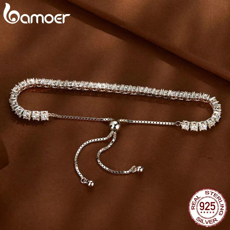 Sparkling Moissanite Tennis Bracelet – Adjustable 925 Sterling Silver Strand Bracelet for Women, Ideal Gift for Engagement or Anniversary