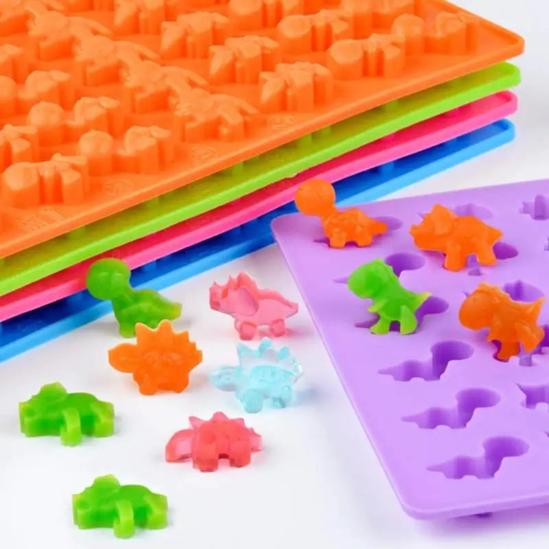 48-Cavity Dinosaur Silicone Mold with Dropper – Candy, Chocolate, Ice Cube & Fondant Tray