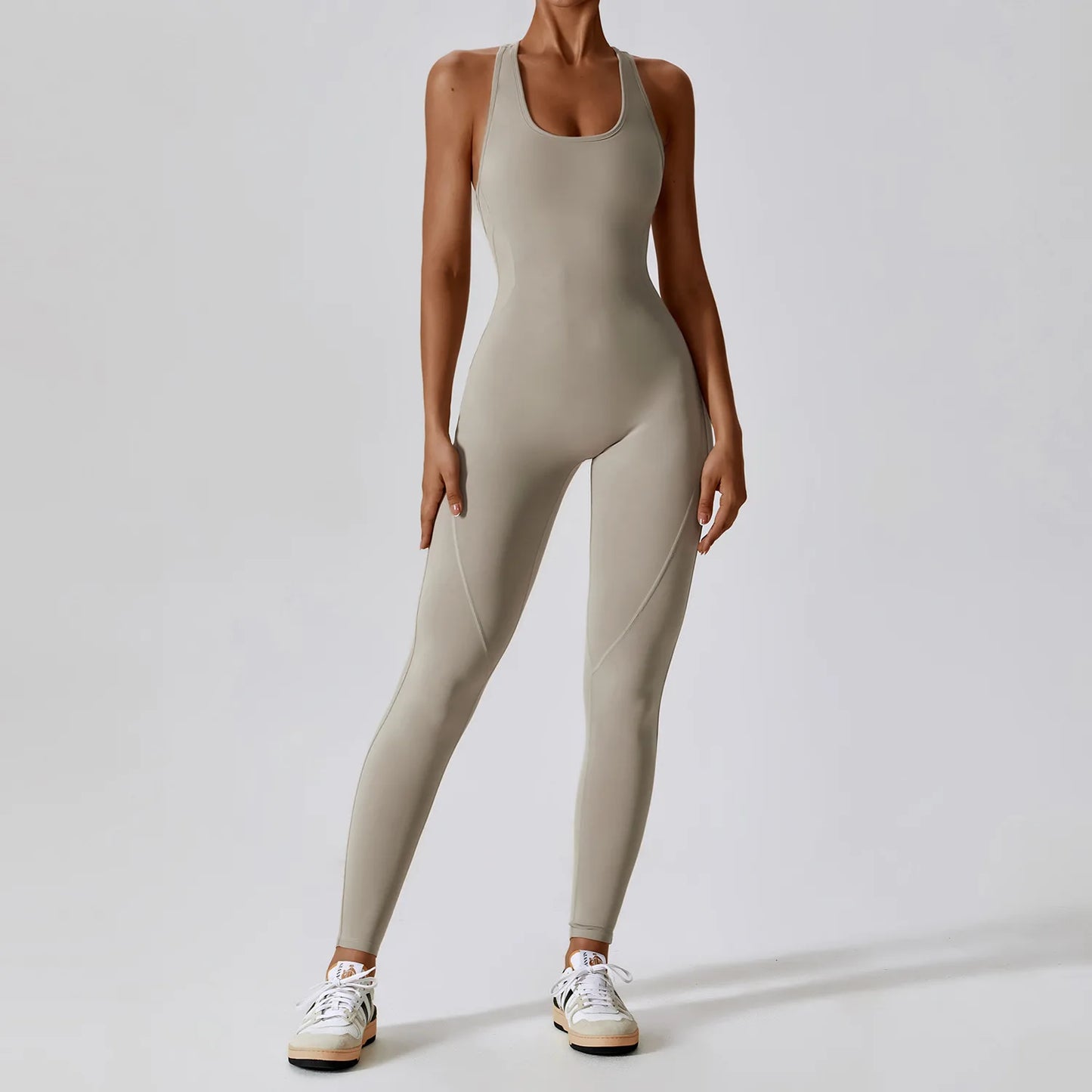 Women's Sleeveless Yoga Jumpsuit – Full-Length Push-Up Activewear for Fitness, Pilates & Gym