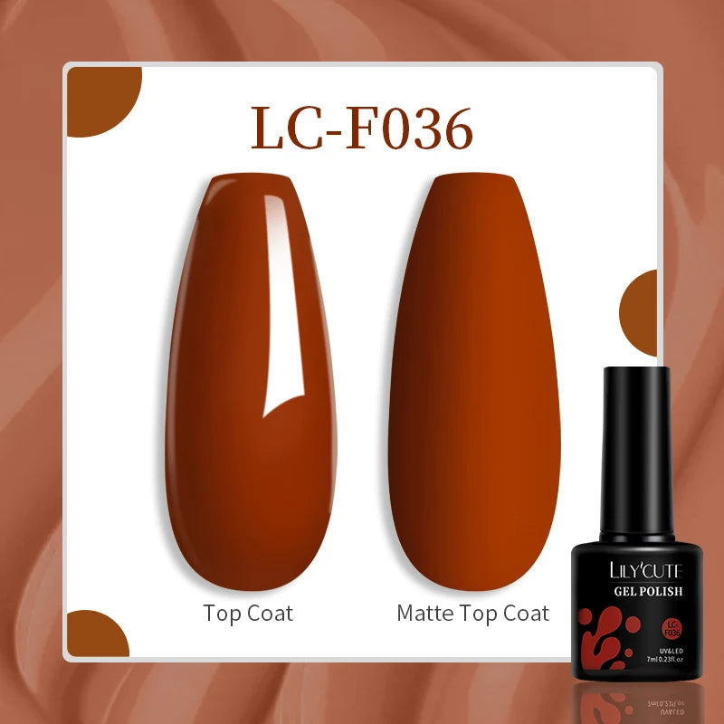 7ml Brown Earth Tone Gel Nail Polish – Coffee Color Series UV Soak-Off Varnish for Autumn & Winter