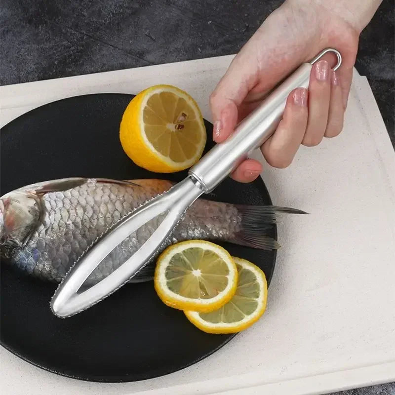 Stainless Steel Fish Scale Remover – Fast Cleaning Tool with Scraper, Peeler, Bone Scaler & Tweezer for Efficient Fish Prep