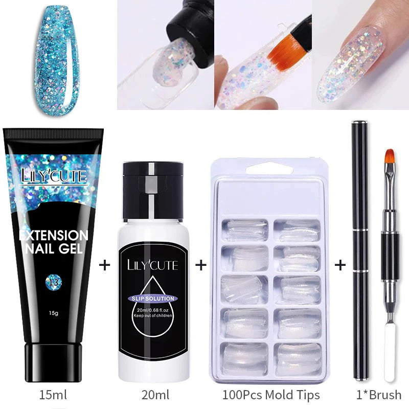 15ml Nail Extension Gel Kit – Soak Off UV Acrylic Gel in White, Clear & Pink for Home or Salon Nail Art