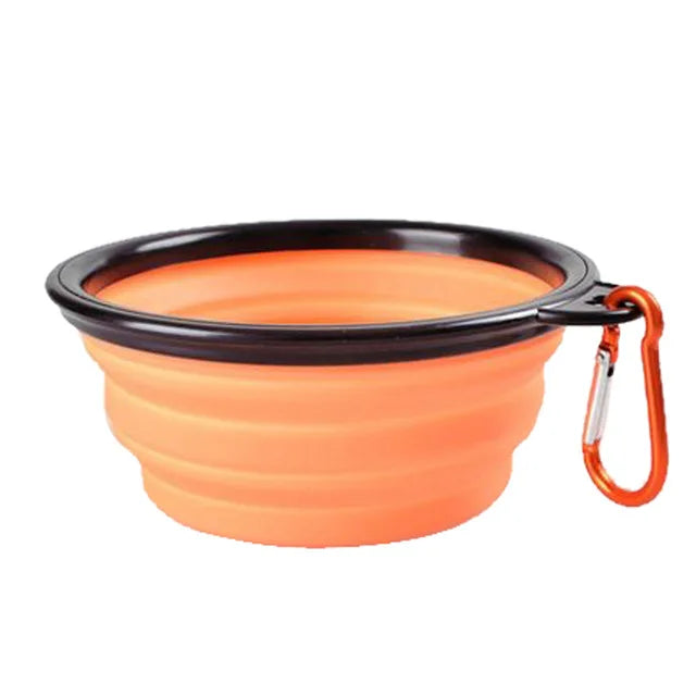 Collapsible Silicone Dog Bowl with Carabiner – Portable Folding Pet Food & Water Dish for Travel, Hiking & Camping (350ml)