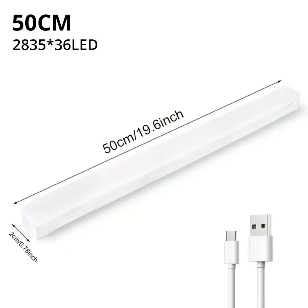Wireless LED Motion Sensor Night Light – USB Rechargeable Magnetic Strip Light for Closet, Kitchen, Wardrobe, Aisle – Warm & White Light Options
